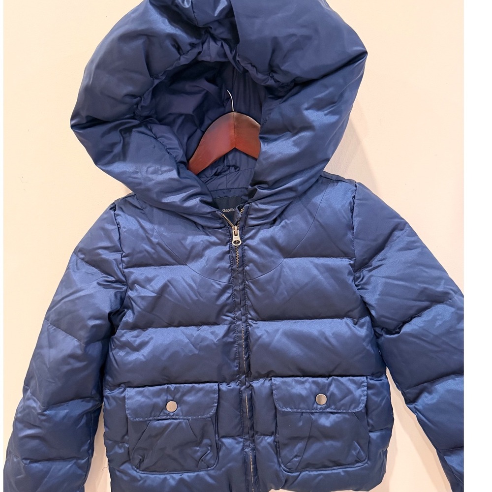 GapKids Girls Navy Blue Down Puffer Jacket Hooded Coat Size Medium